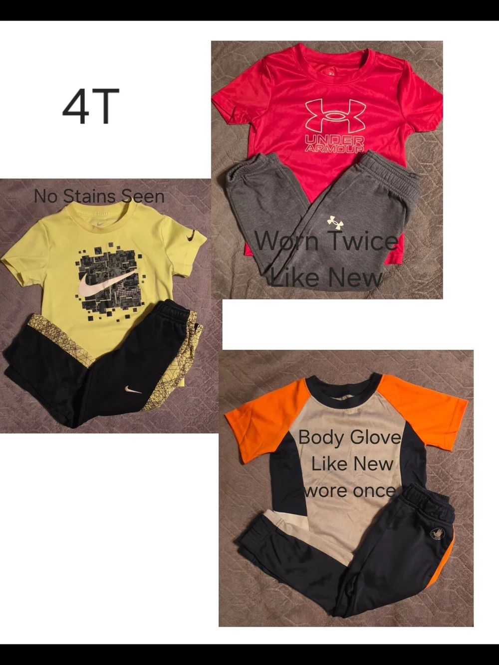 Bundle of 3 Boys Athletic Sets - Red, Yellow, Orange